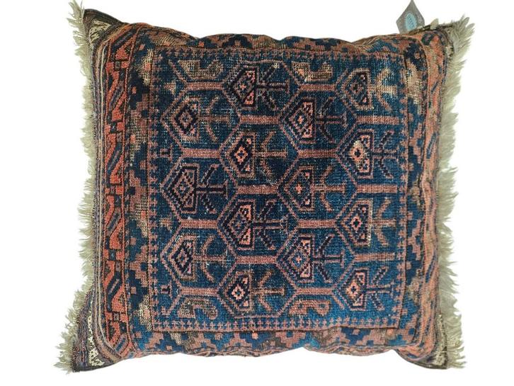 Handgeknoopt Perzisch wol Beloutch kussen Nomad 58x58cm, Huis en Inrichting, Woonaccessoires | Kussens, Gebruikt, Overige kleuren