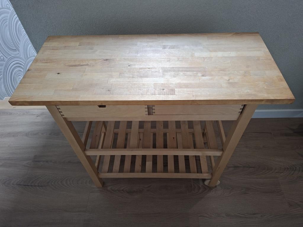 IKEA FÖRHÖJA Roltafel, berken, 100x43 cm, Ophalen, 100 tot 150 cm, Minder dan 50 cm, Zo goed als nieuw