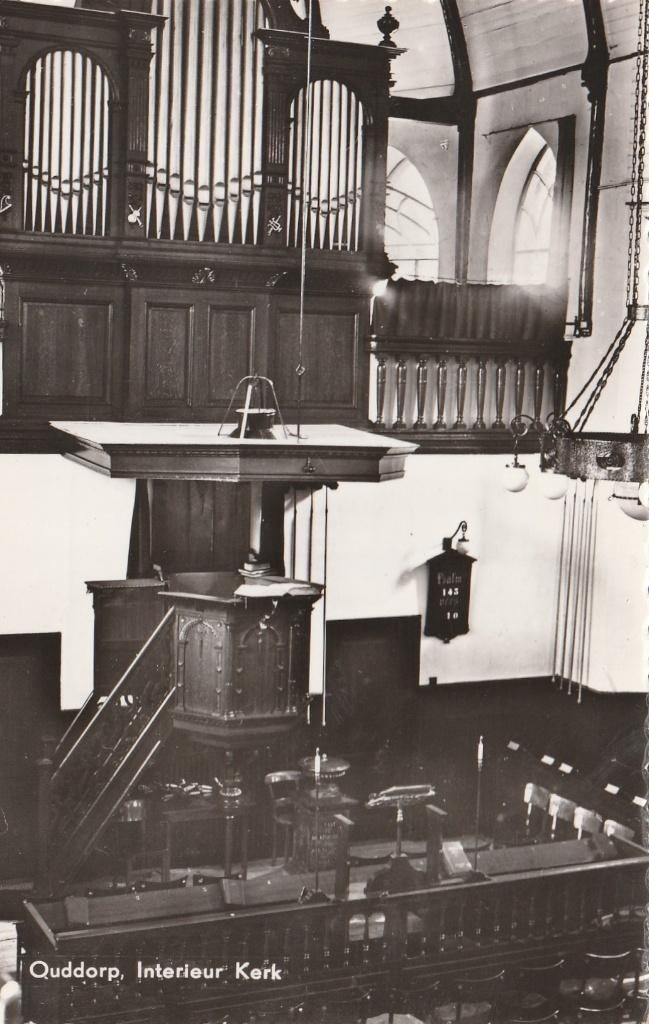 OUDDORP Ned. Herv. Kerk Interieur, Verzamelen, Ansichtkaarten | Nederland, Verzenden, 1960 tot 1980, Gelopen, Zuid-Holland