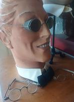 Antieke railroad veiligheids bril met donkere glazen steamp, Ophalen of Verzenden