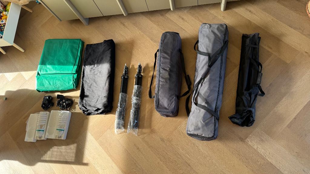 Fotografie daglichtset met greenscreen, Audio, Tv en Foto, Fotografie | Fotostudio en Toebehoren, Ophalen, Nieuw, Complete fotostudio