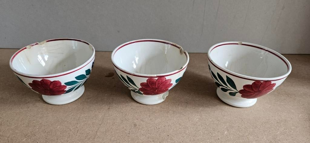 5 kommetjes boerenbont servies, Regout, Ophalen of Verzenden