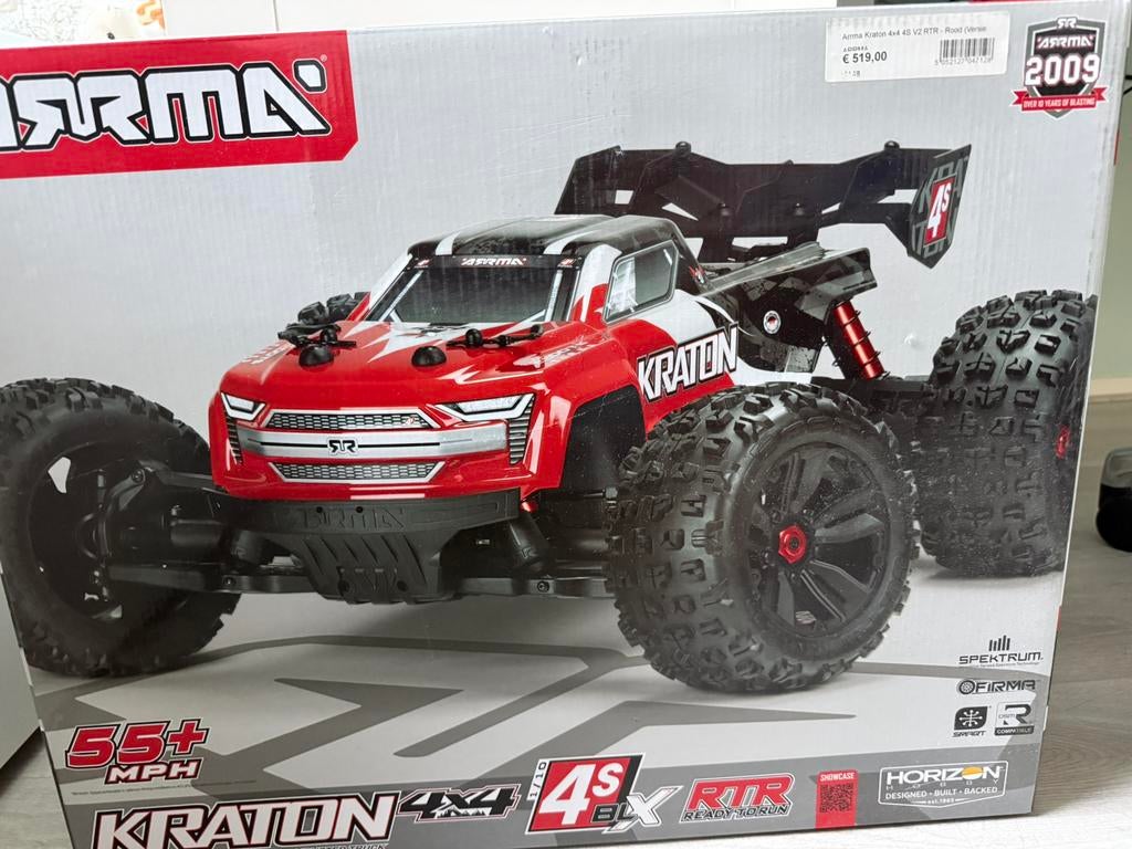 Arrma Kraton 4S V2 BLX + 2x LiPo + extra banden, Elektro, Auto offroad, Ophalen of Verzenden, Zo goed als nieuw