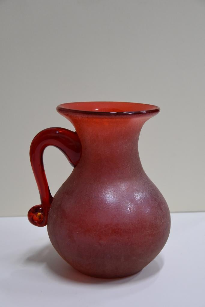 Art Glass gesatineerde rode kan of vaas Murano, Ophalen of Verzenden