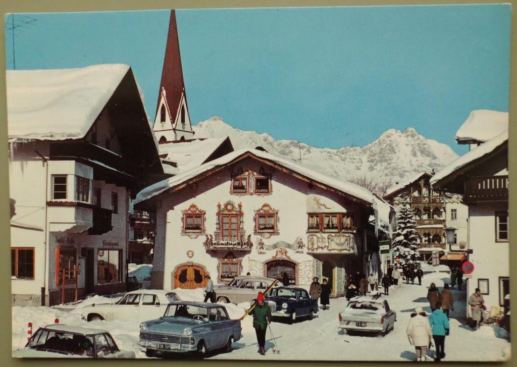 Seefeld - Oostenrijk - oude autos - Ford Opel Mercedes, Ophalen of Verzenden, 1960 tot 1980, Gelopen, Oostenrijk