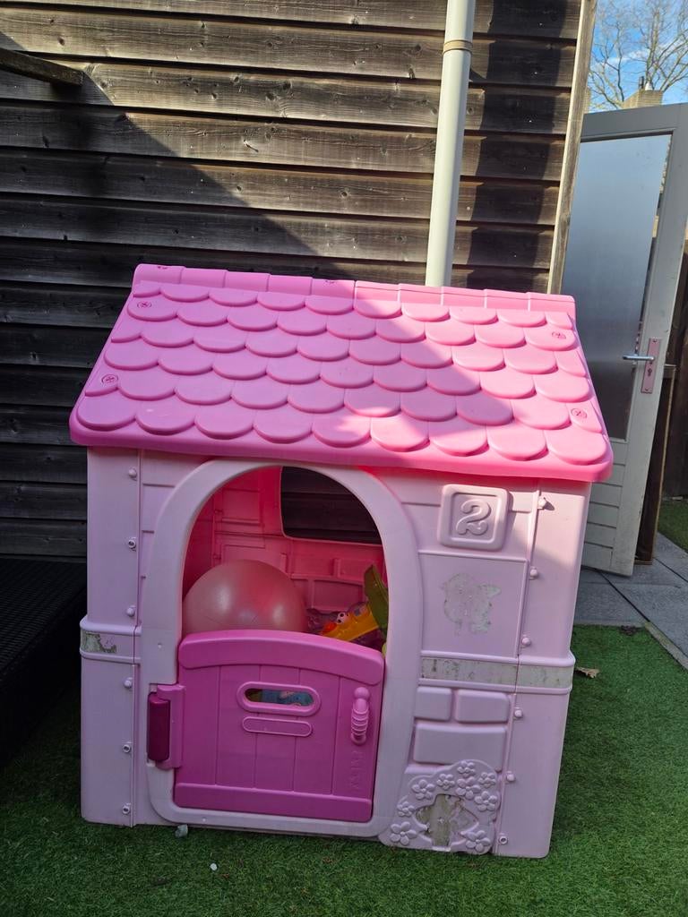 Feber speelhuisje buiten roze, Ophalen, Zo goed als nieuw, Kunststof
