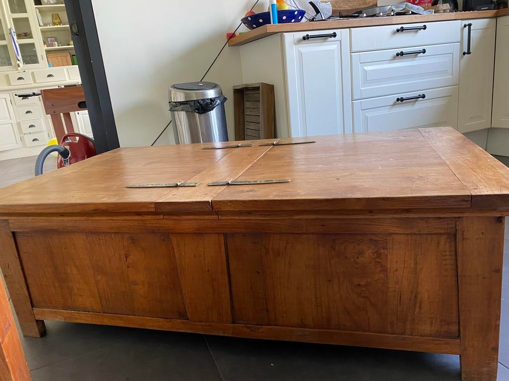 Houten Salontafel / Dekenkist, Huis en Inrichting, Tafels | Salontafels, Ophalen, Gebruikt, 100 tot 150 cm, Eikenhout