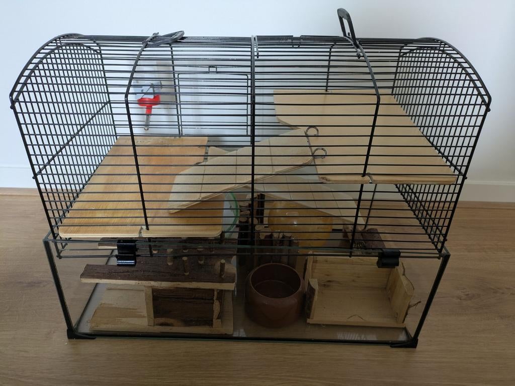 Hamster kooi glas, Kooi, Minder dan 75 cm, Zo goed als nieuw, Hamster