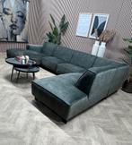 ZGAN | Velvet Velours U-Bank / Hoekbank - Groen - 365cm, 250 tot 300 cm, -, -, Hoekbank