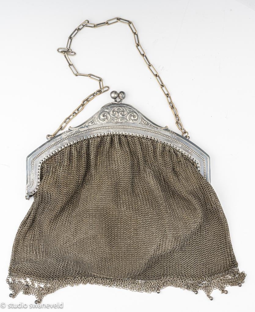 maliënkolder tasje, Antiek en Kunst, Ophalen of Verzenden, Zilver