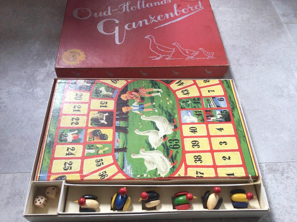 Ganzenbord - vintage, Vijf spelers of meer, Ophalen of Verzenden, Gebruikt