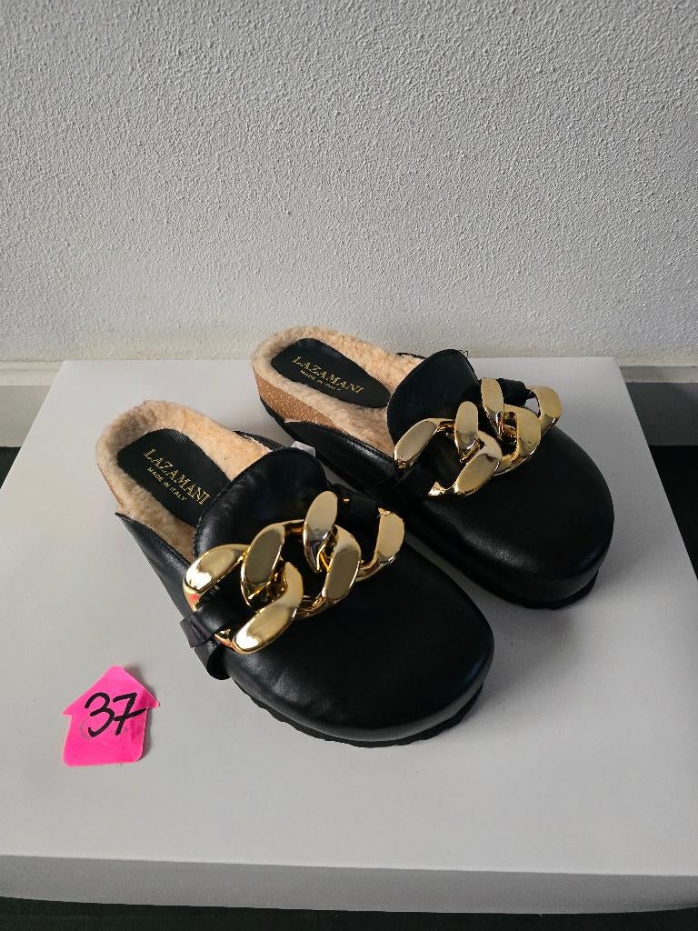 Nieuw leren lazamani klompen maat 37, Kleding | Dames, Schoenen, Ophalen of Verzenden, Instappers, Zwart, Lazamani