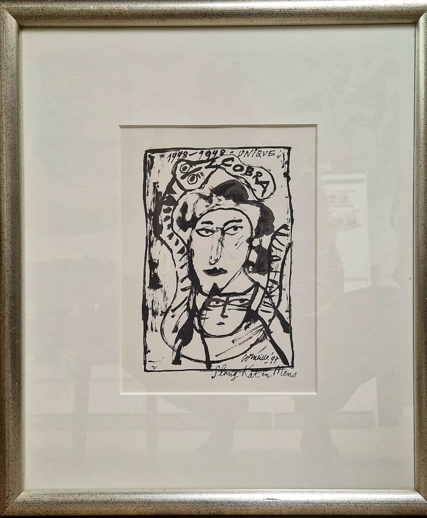 Corneille (1997) - Slang, Kat en Mens, Antiek en Kunst, Kunst | Litho's en Zeefdrukken, Ophalen of Verzenden