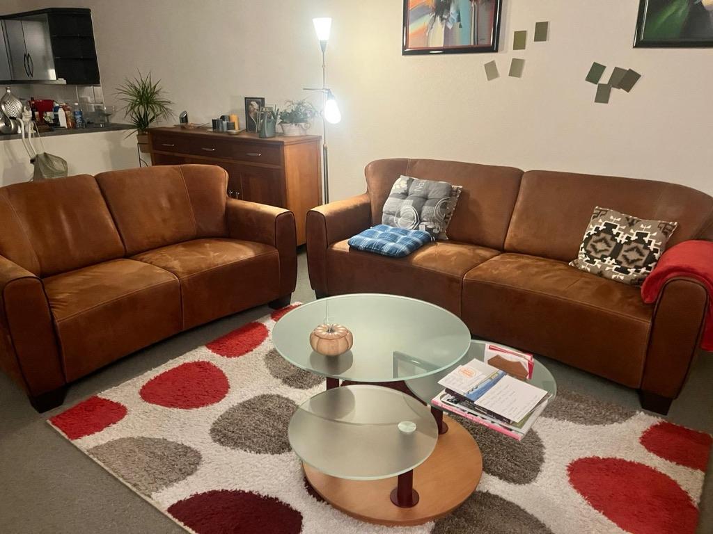 New England microleder bank, Huis en Inrichting, Banken | Bankstellen, Ophalen, Leder, 150 tot 200 cm, Tweepersoons