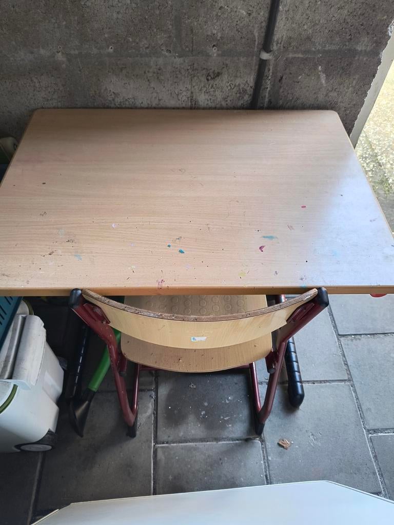 Vintage schooltafel met stoel - Oud schoolmeubel, Ophalen of Verzenden, Gebruikt, Tafel(s) en Stoel(en)