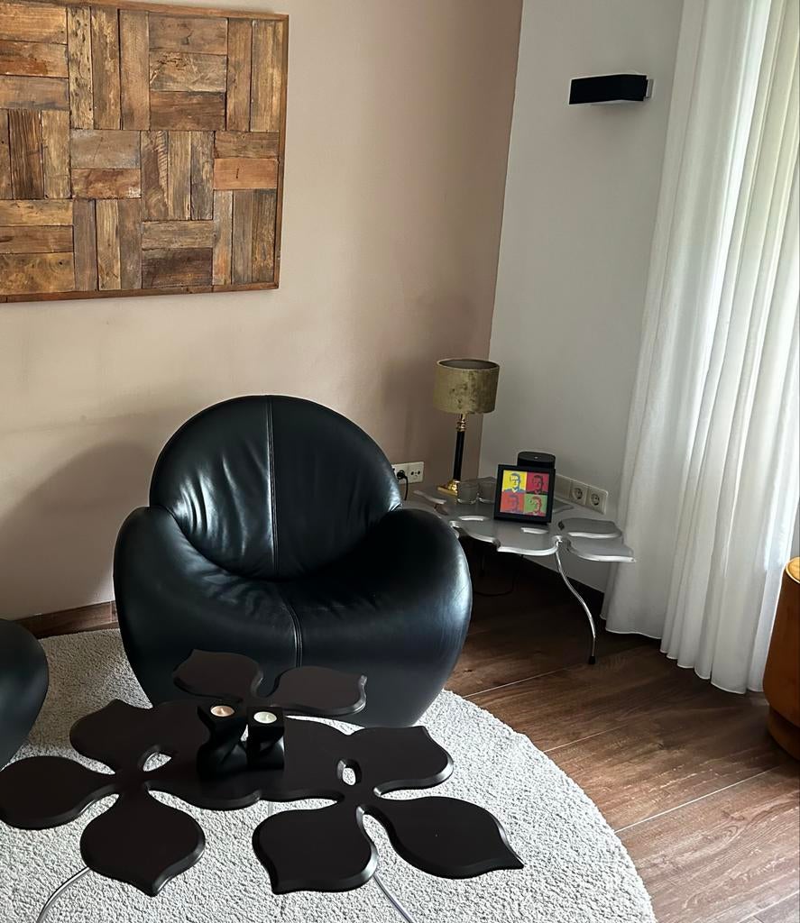 Leolux Papageno  Zwarte Leren Fauteuil - Modern Design, Huis en Inrichting, Fauteuils, Ophalen of Verzenden, Zo goed als nieuw