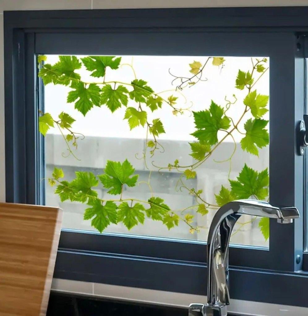 Plakplastic met groene blaadjes motief, Ophalen of Verzenden, Overige soorten, Volledige schaduw, Minder dan 100 cm