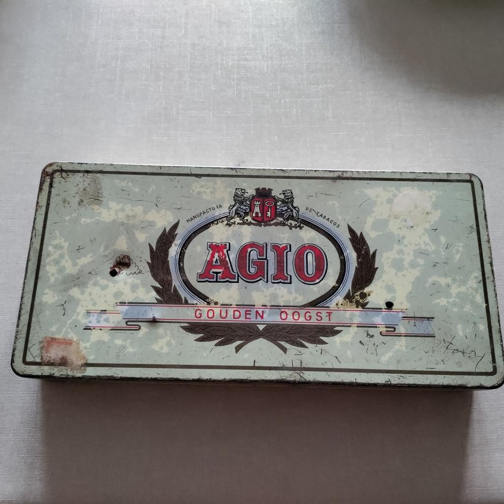 Sigarendoos,Duizel,Agio,groen,Sigaren,Gouden oogst,nr.590, Ophalen of Verzenden, Gebruikt, Tabaksdoos of Verpakking