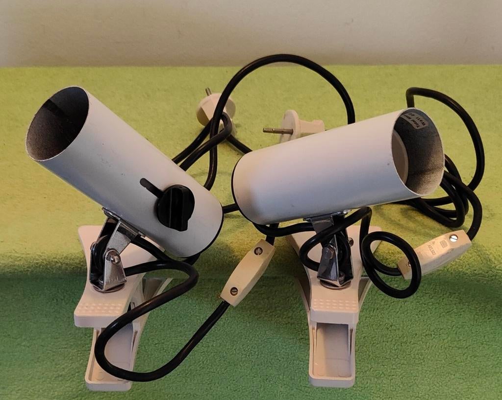 Targetti klemlamp wit 2 stuks vintage jaren 60-70, Ophalen of Verzenden, Gebruikt