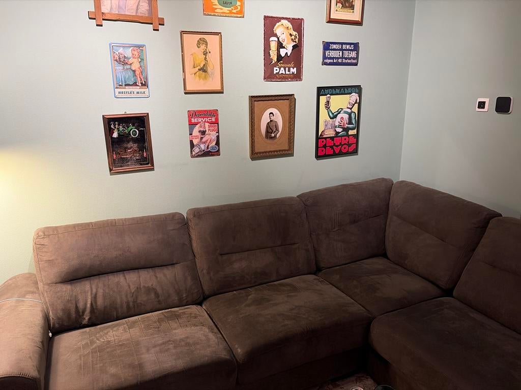 Grijze hoekbank, Huis en Inrichting, Banken | Bankstellen, Ophalen, 250 tot 300 cm, Gebruikt, 100 tot 125 cm