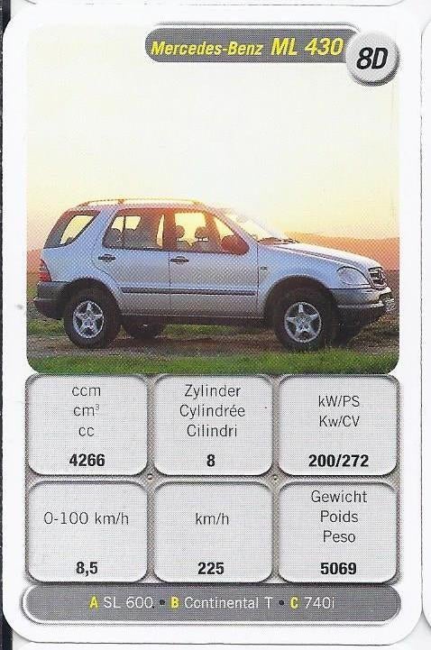 Kw4565 autokaartje mercedes benz ml 430 ( 8d ), Ophalen of Verzenden, Zo goed als nieuw, Auto's