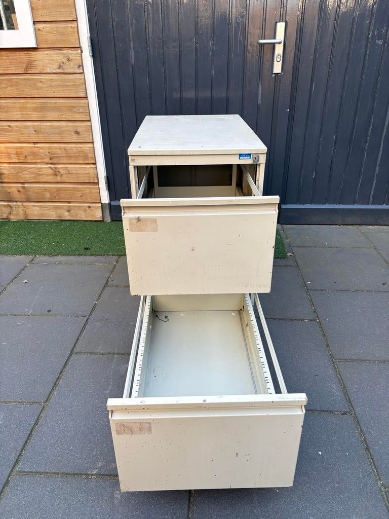 Metalen ladenkast met 2 laden - garage, Huis en Inrichting, Kasten | Ladekasten, Ophalen, Minder dan 50 cm, Gebruikt, 1 of 2 laden
