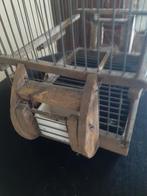 Antiek houten vogelkooitje met stenen bakje, Ophalen