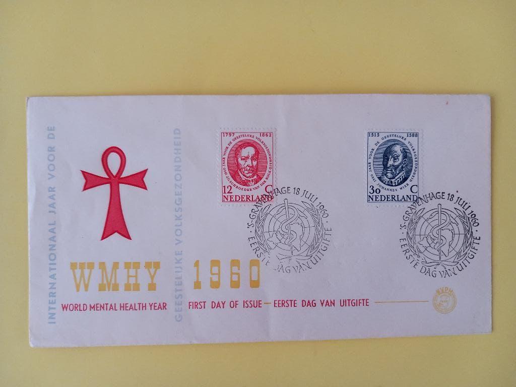 1960 Volksgezondheid FDC E44 met open klep e3, Postzegels en Munten, Postzegels | Eerstedagenveloppen, Verzenden, Beschreven, Nederland