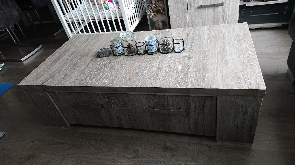 Pronto Fransisco Salontafel kleur grijs eiken, Ophalen, 100 tot 150 cm, 50 tot 100 cm, Rechthoekig