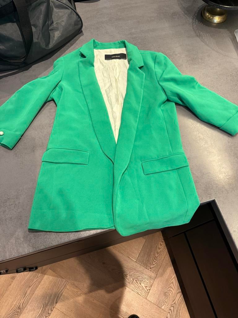 Zara Basic Groene Blazer Maat M, Ophalen of Verzenden, Zo goed als nieuw, Maat 38/40 (M), Groen
