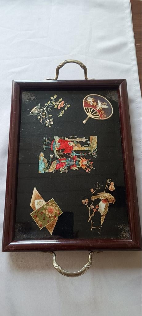 Vintage Chinees dienblad met handvatten, Ophalen of Verzenden