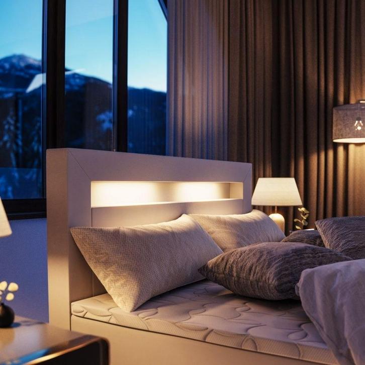 OP=OP Opbergboxspring met Lade Lucius 140 x 200 Velvet Grijs, Huis en Inrichting, Slaapkamer | Boxsprings, Nieuw, 140 cm, Eenpersoons