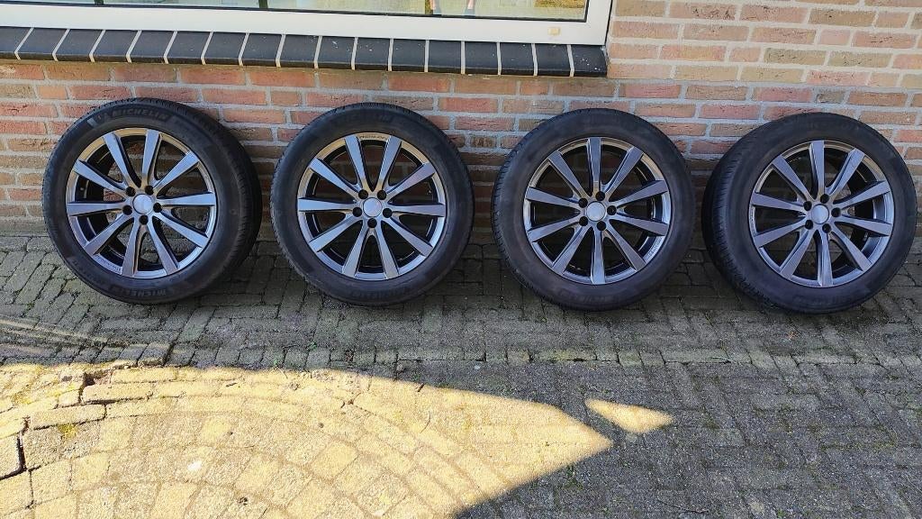 Velgen + Michelin Primacy 4 (5x100) 205/55/R17, Ophalen, Gebruikt, 17 inch, 205 mm