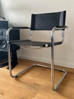 Vintage Grijze Buisframe Marcel Breuer Bauhaus Stoel, Huis en Inrichting, Stoelen, Ophalen, Gebruikt, Zwart, Leer
