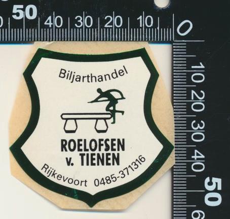 Sticker: Biljarthandel Roelofsen Van Tienen - Rijkevoort (7), Verzamelen, Stickers, Zo goed als nieuw, Bedrijf of Vereniging, Ophalen of Verzenden