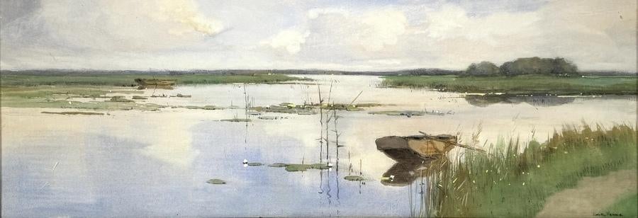 1294. Aquarel, Jan Simon Knikker jr. – landschap, ca.1950, Antiek en Kunst, Ophalen of Verzenden