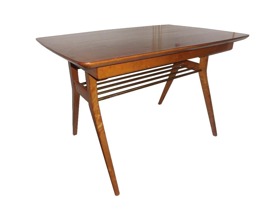 Prachtige vintage Zweeds design maple teak salontafel, Ophalen, Gebruikt
