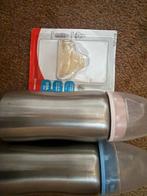 2 stalen flessen + 1 nieuwe NUK siliconen speen, Ophalen of Verzenden, Gebruikt, Overige typen