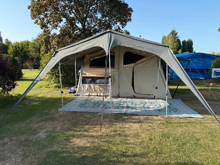 Campooz Fat Freddy 2024 compleet met uitbreidingen en 100km, Caravans en Kamperen, Vouwwagens, Campooz, tot en met 4, Beige, Aanwezig