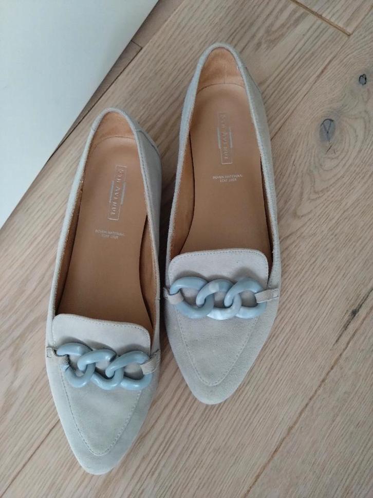 Comfortabele leren instappers mt 38, Kleding | Dames, Schoenen, Zo goed als nieuw, Instappers, Blauw, Ophalen of Verzenden