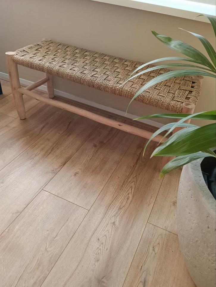 Ibiza bankje zeegras 100x40x40cm, Huis en Inrichting, Stoelen, Nieuw, Eén, Hout, Overige kleuren, Ophalen of Verzenden