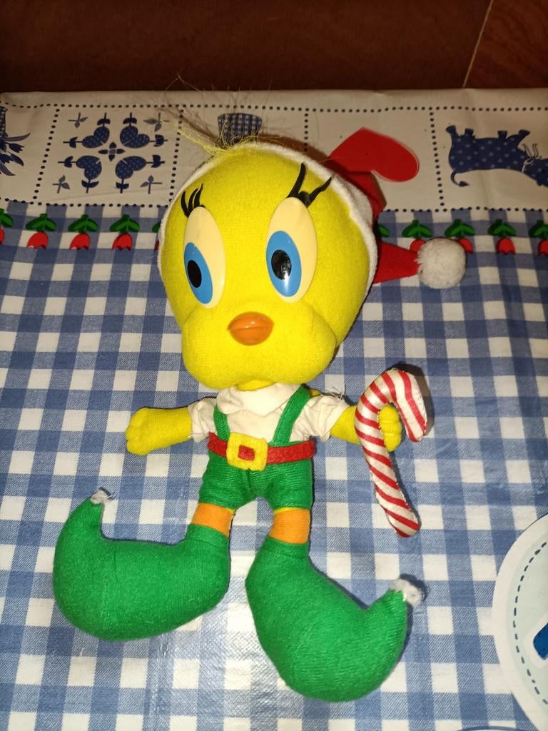 Tweety knuffel kerst elf Looney Tunes 28 cm groot, Ophalen of Verzenden, Zo goed als nieuw, Overige typen