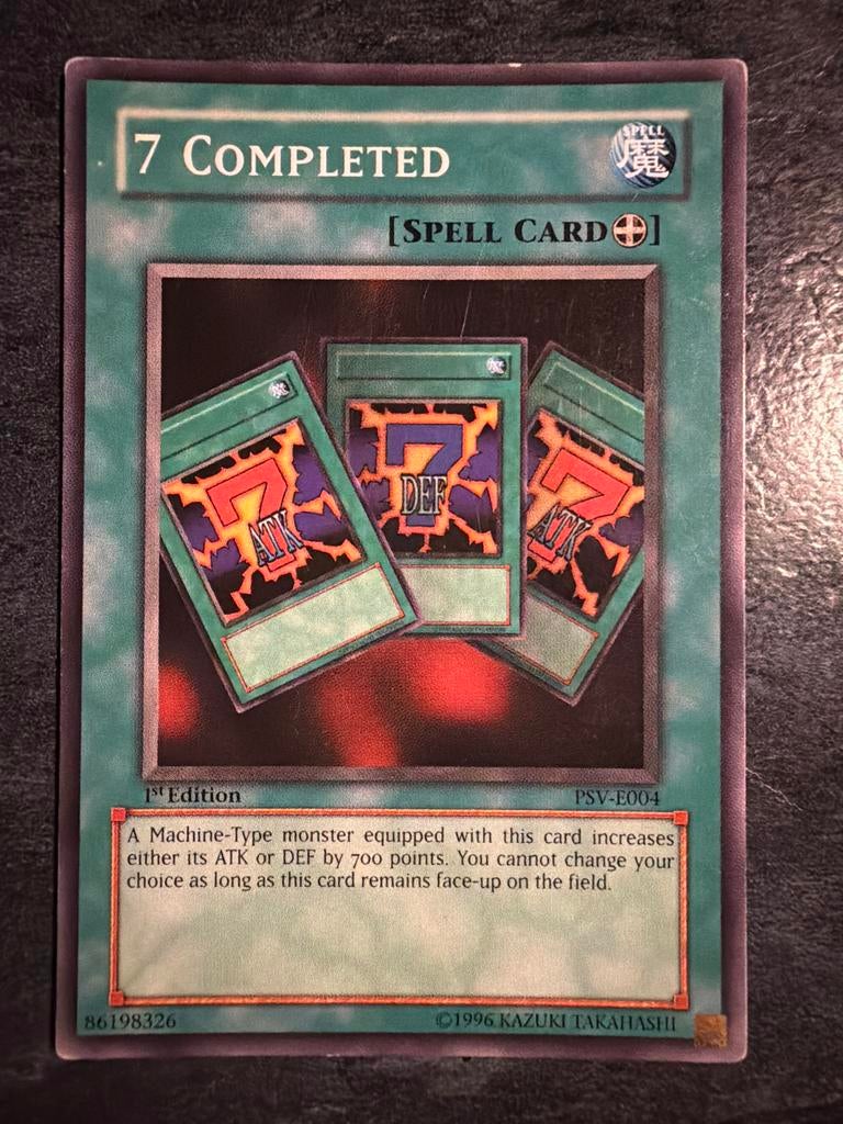 Yu-Gi-Oh! 7 Completed Spell Card 1st Edition PSV-E004, Ophalen of Verzenden, Gebruikt, Losse kaart