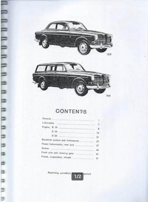 Volvo Service Manual 120-series contents: general lubricatio, Auto diversen, Handleidingen en Instructieboekjes, Ophalen of Verzenden