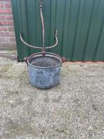 Antieke Koperen Bak met Ophangsysteem, Ophalen, Koper