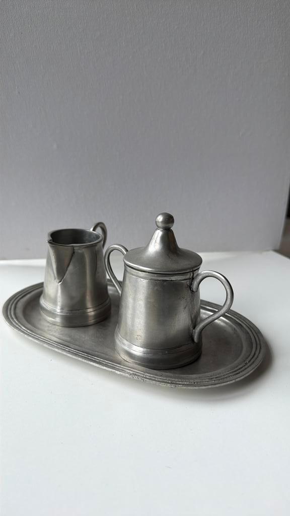 Melk en suiker van tin. Edeltin uit brugge, Antiek en Kunst, Antiek | Tin, Ophalen of Verzenden