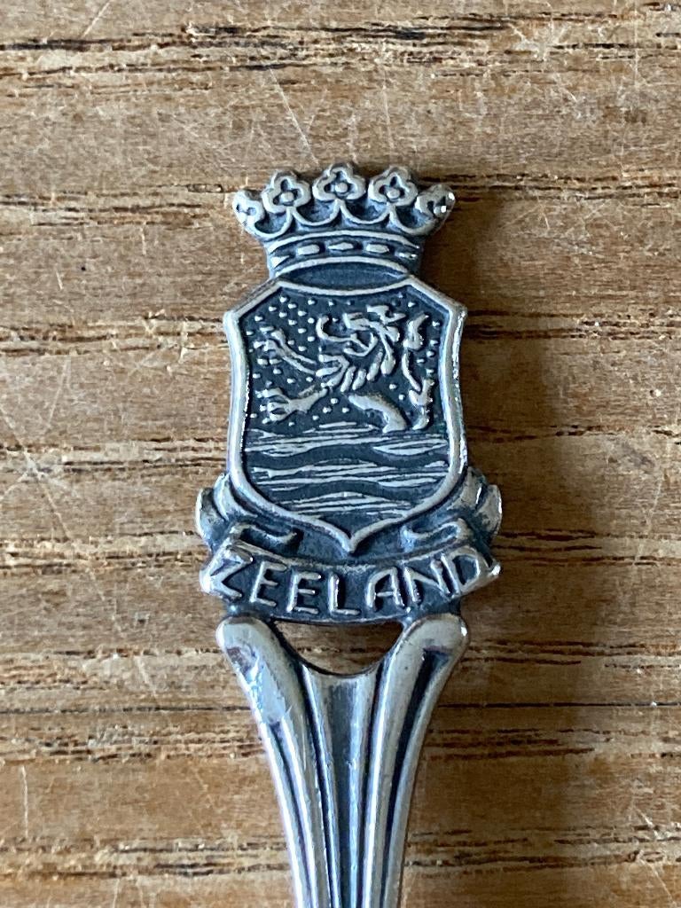 Vintage gero verzilverde theelepel provincie Zeeland, Ophalen of Verzenden