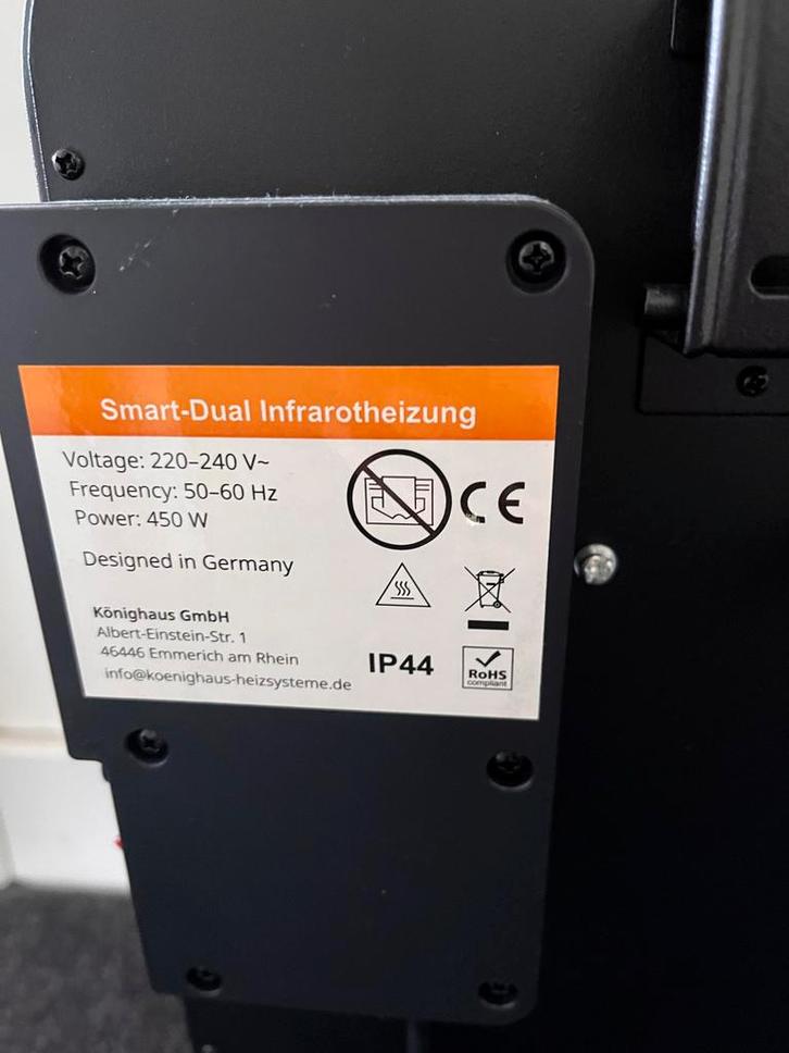 Könighaus Slimme Infrarood Verwarming 450W, Doe-het-zelf en Verbouw, Verwarming en Radiatoren, Zo goed als nieuw, Overige typen