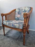 Vintage Giorgetti rotan fauteuil met houten frame, Gebruikt, Minder dan 75 cm, Vintage, Mid-century, Italiaans design, 50 tot 75 cm