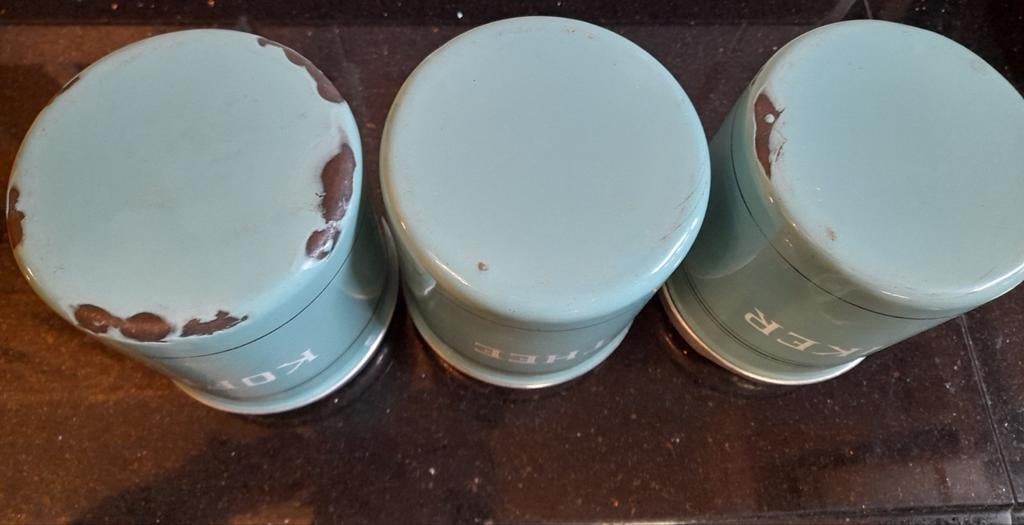 Vintage voorraadblikken: Koffie, Thee, Suiker (set van 3), Ophalen of Verzenden
